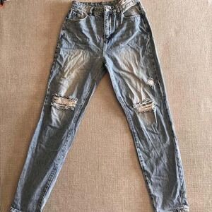 Ripped Jeans Women's High Waisted Distressed‎ Denim Pants Casual Light Wash